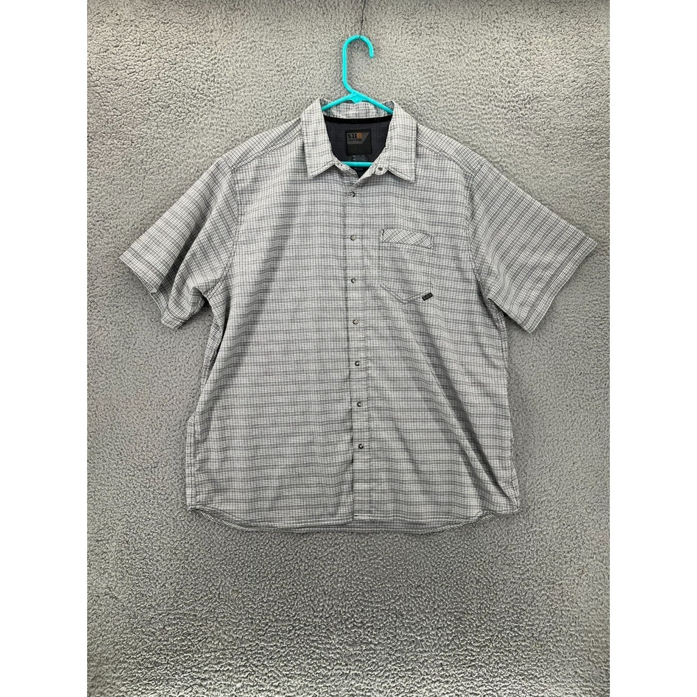 5.11 Tactical Intrepid Shirt XL Blue Plaid Snap Buttons Moisture Wicking Light